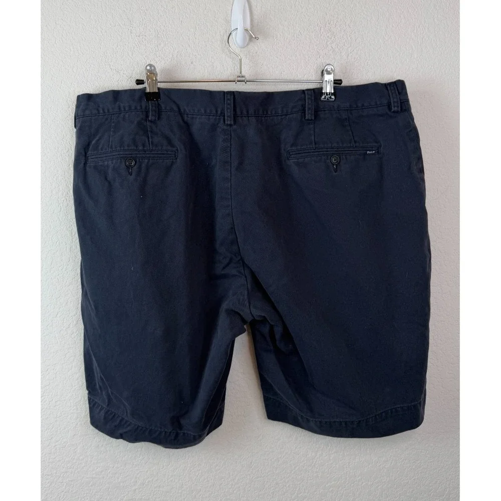 Polo Ralph Lauren Chino Shorts Men's 42 Navy Blue Flat Front 9